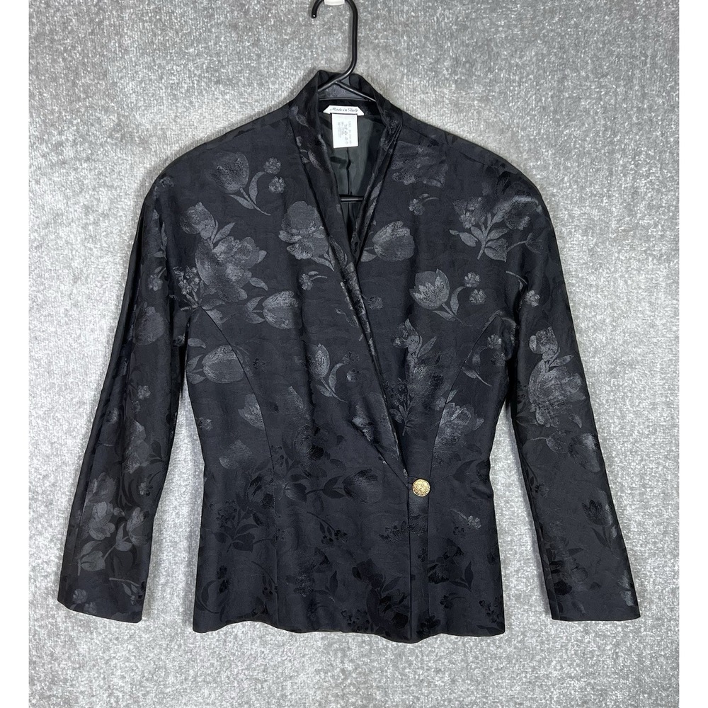 Accento Marzotto Damask Floral One Button Blazer Jacket Womens Sz S/M Wool Blend